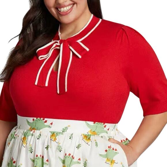 ModCloth 'Bow' Thyself Tie-Neck Knit Top Size 4X New with Tag - Picture 2 of 6